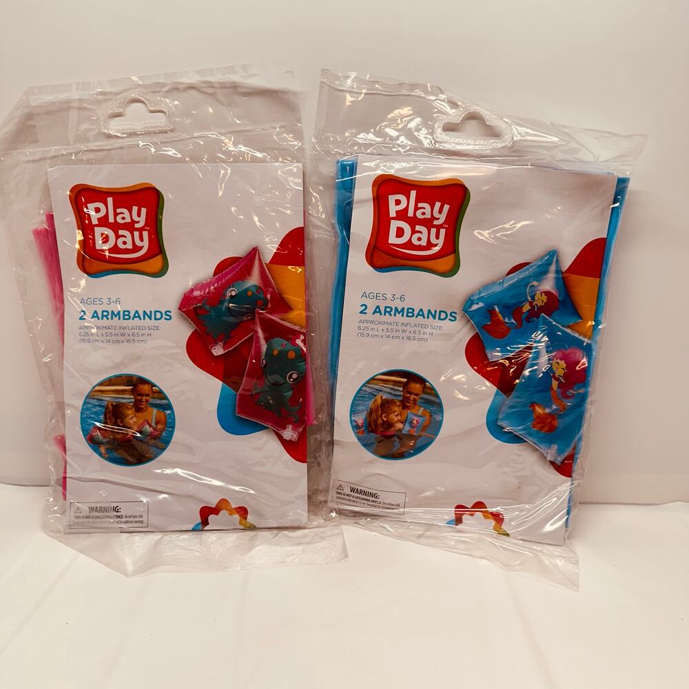 Play Day Kid's Swimming Armbands Lot of 2 Sets Octopus and Mermaids